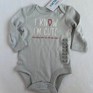 Carter's "I Know I'm Cute" Bodysuit 100% Cotton Size NB